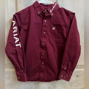 Ariat Boy’s Team Logo Maroon Button Down Shirt